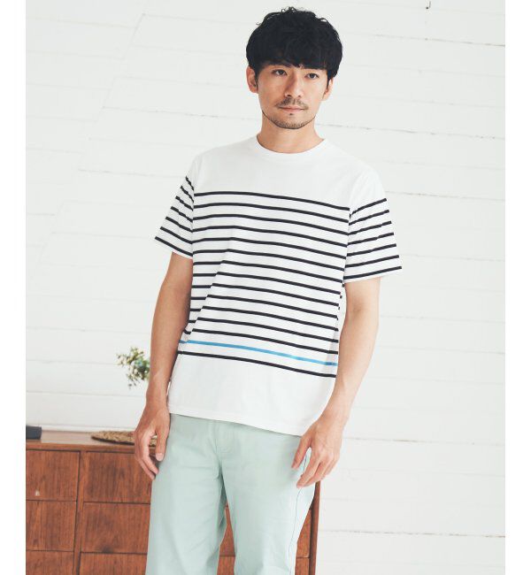ikka「VORTEXパネルボーダーTシャツ」|Tシャツ・カットソー|