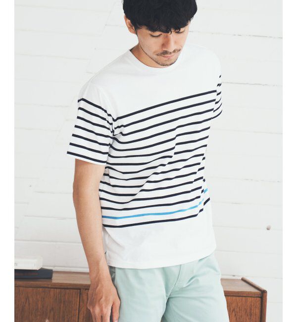 ikka「VORTEXパネルボーダーTシャツ」|Tシャツ・カットソー|