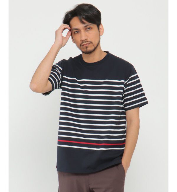 ikka「VORTEXパネルボーダーTシャツ」|Tシャツ・カットソー|