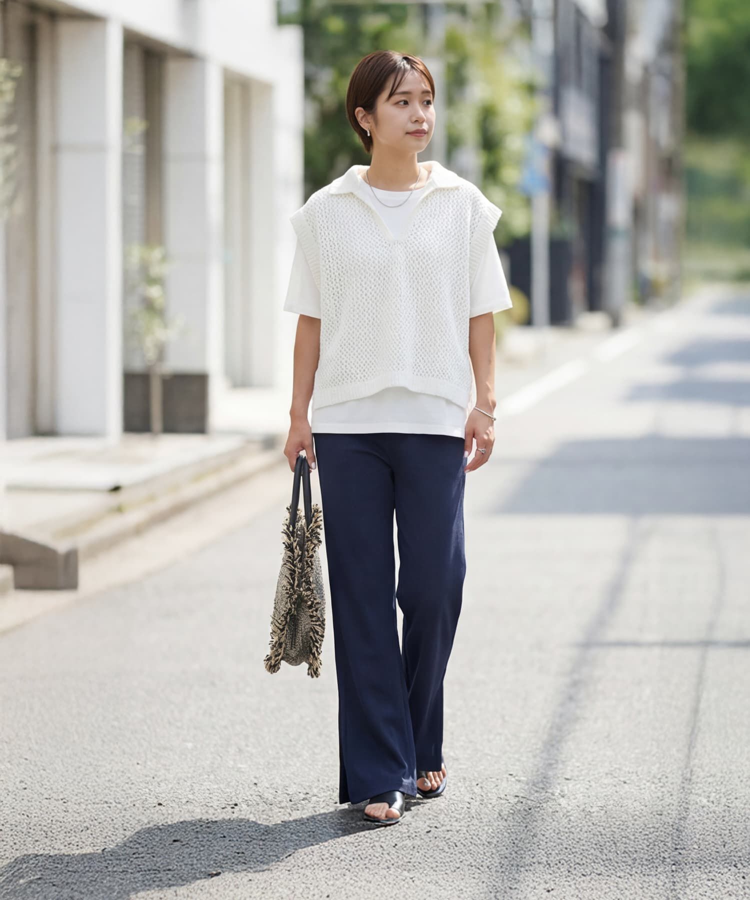 STYLE DELI「【selection】襟付きメッシュニットベスト」|ベスト・ジレ|