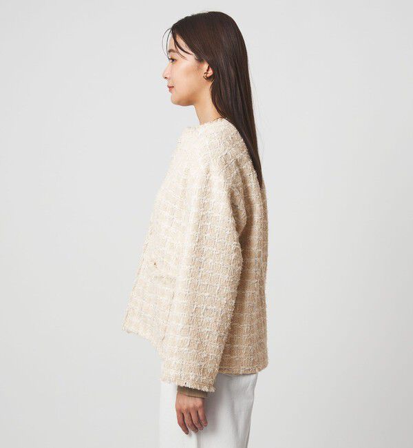 UNITED ARROWS green label relaxing「ファンシー ツイードライク ポケット ノーカラー ジャケット」|ノーカラージャケット|