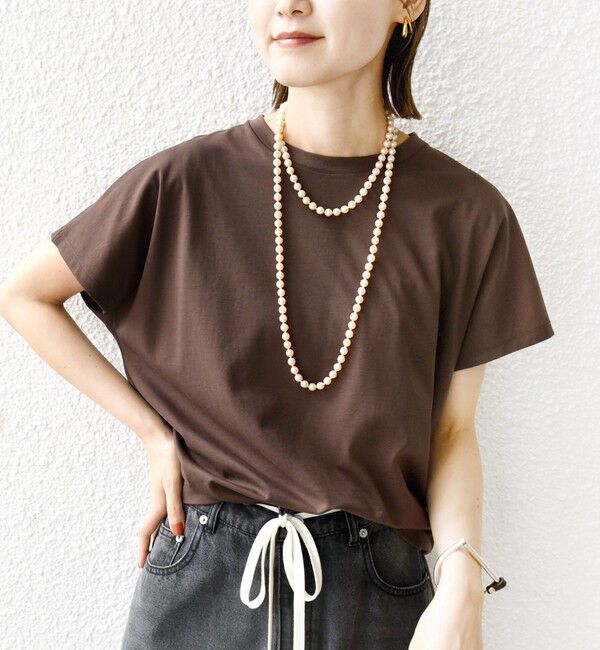 SHIPS for women「《一部追加予約》〈接触冷感〉ポンチ ドルマン TEE」|Tシャツ・カットソー|ブラウン