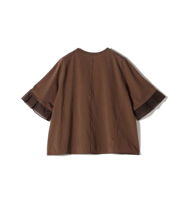 SHIPS for women「《一部追加予約》【WEB限定】〈接触冷感 / UVカット〉シアー オーガンジー コンビ プルオーバー」|Tシャツ・カットソー|