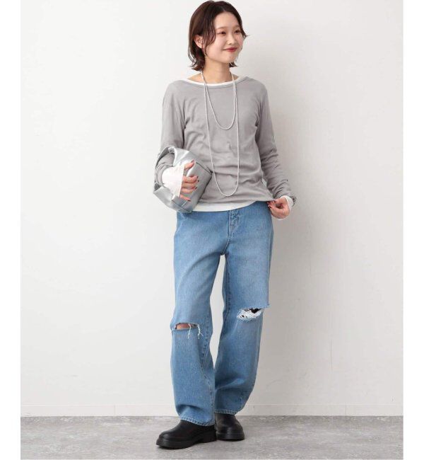 SLOBE IENA「《追加6/一部カラーWEB・店舗限定》miller  SLOBE別注 SHEER RIB クルーネック」|Tシャツ・カットソー|
