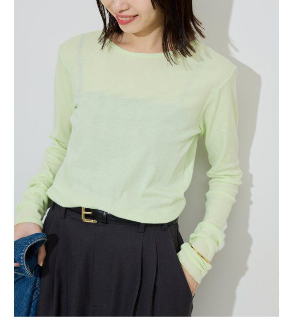 SLOBE IENA「《追加6/一部カラーWEB・店舗限定》miller  SLOBE別注 SHEER RIB クルーネック」|Tシャツ・カットソー|グリーン