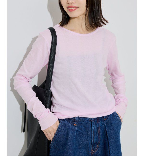 SLOBE IENA「《追加6/一部カラーWEB・店舗限定》miller  SLOBE別注 SHEER RIB クルーネック」|Tシャツ・カットソー|ピンク