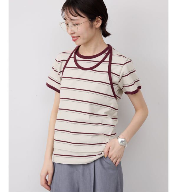 SLOBE IENA「《2枚セット》ホルターネックボーダーTセット」|Tシャツ・カットソー|グレーB
