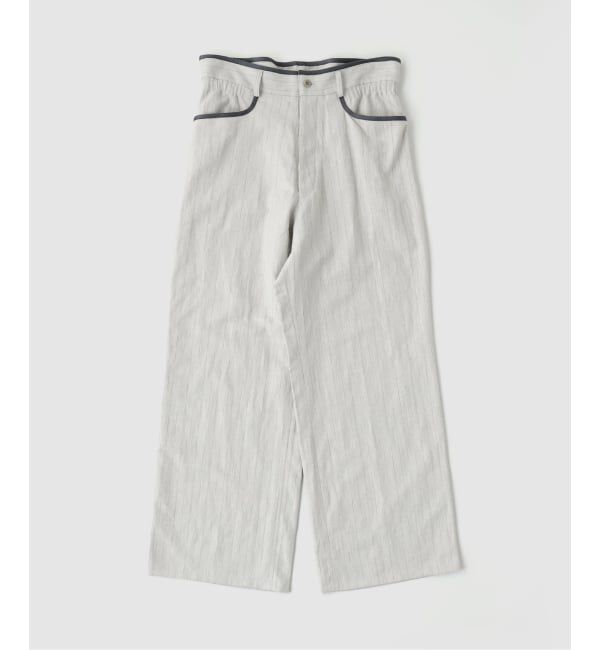 EDIFICE「m&rsquo;s braque(エムズ ブラック) 別注 Gatherd Waist Stripe パンツ」|スラックス|ナチュラル