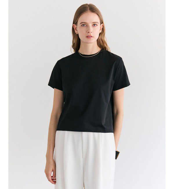 BEIGE,「DIOP / スビンコットン クロップドTシャツ」|Tシャツ・カットソー|Black