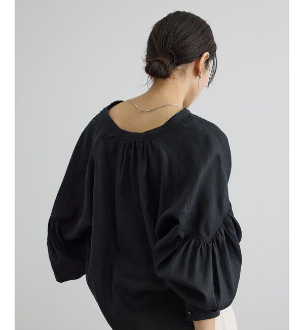 SALON adam et rope'「リネンスキッパーギャザーブラウス / GENTLE LINEN 新色追加」|シャツ・ブラウス|