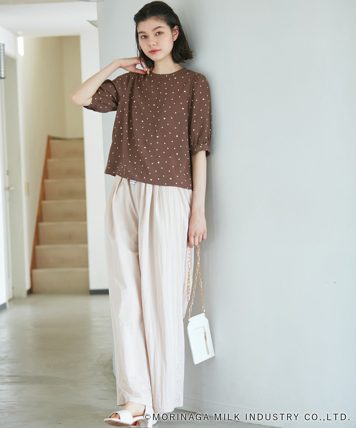 Rope&rsquo;Picnic「【Pino meets ROPE' PICNIC】Pinoドット柄ブラウス」|シャツ・ブラウス|