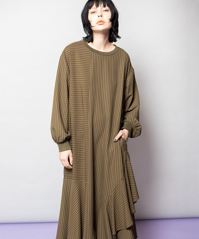  「ストライプ切替ワンピース」|ワンピース|KHAKI