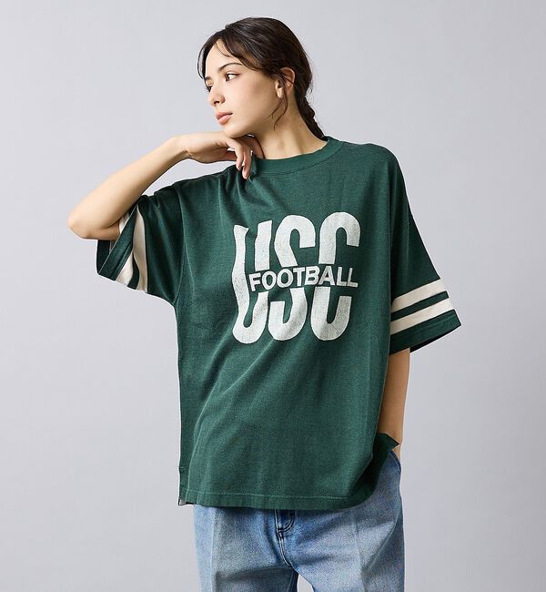 ABAHOUSE「【REMI RELIEF / レミ レリーフ】  R/C天竺 フットボールTシャ」|Tシャツ・カットソー|