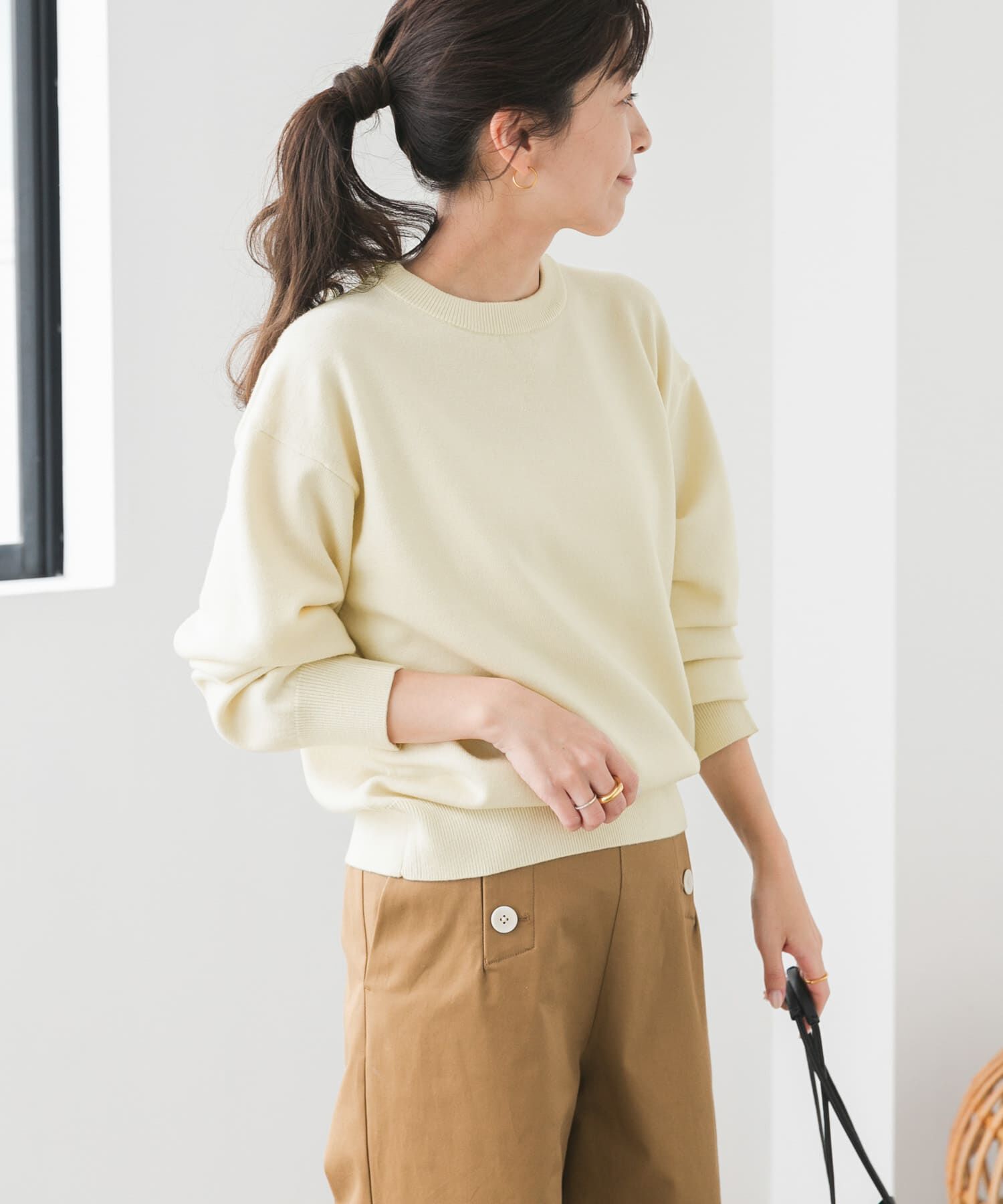 URBAN RESEARCH DOORS「『UR TECH 200日ニット』スウェットライクプルオーバー」|ニット・セーター|