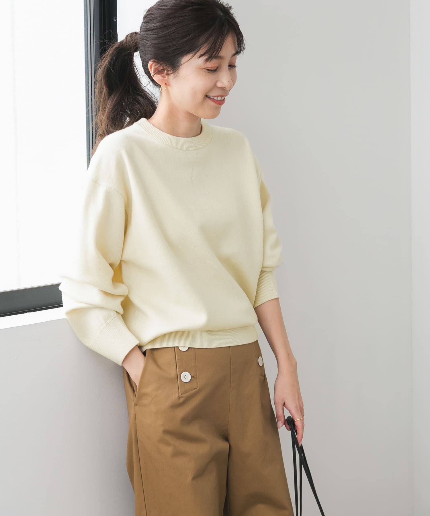 URBAN RESEARCH DOORS「『UR TECH 200日ニット』スウェットライクプルオーバー」|ニット・セーター|