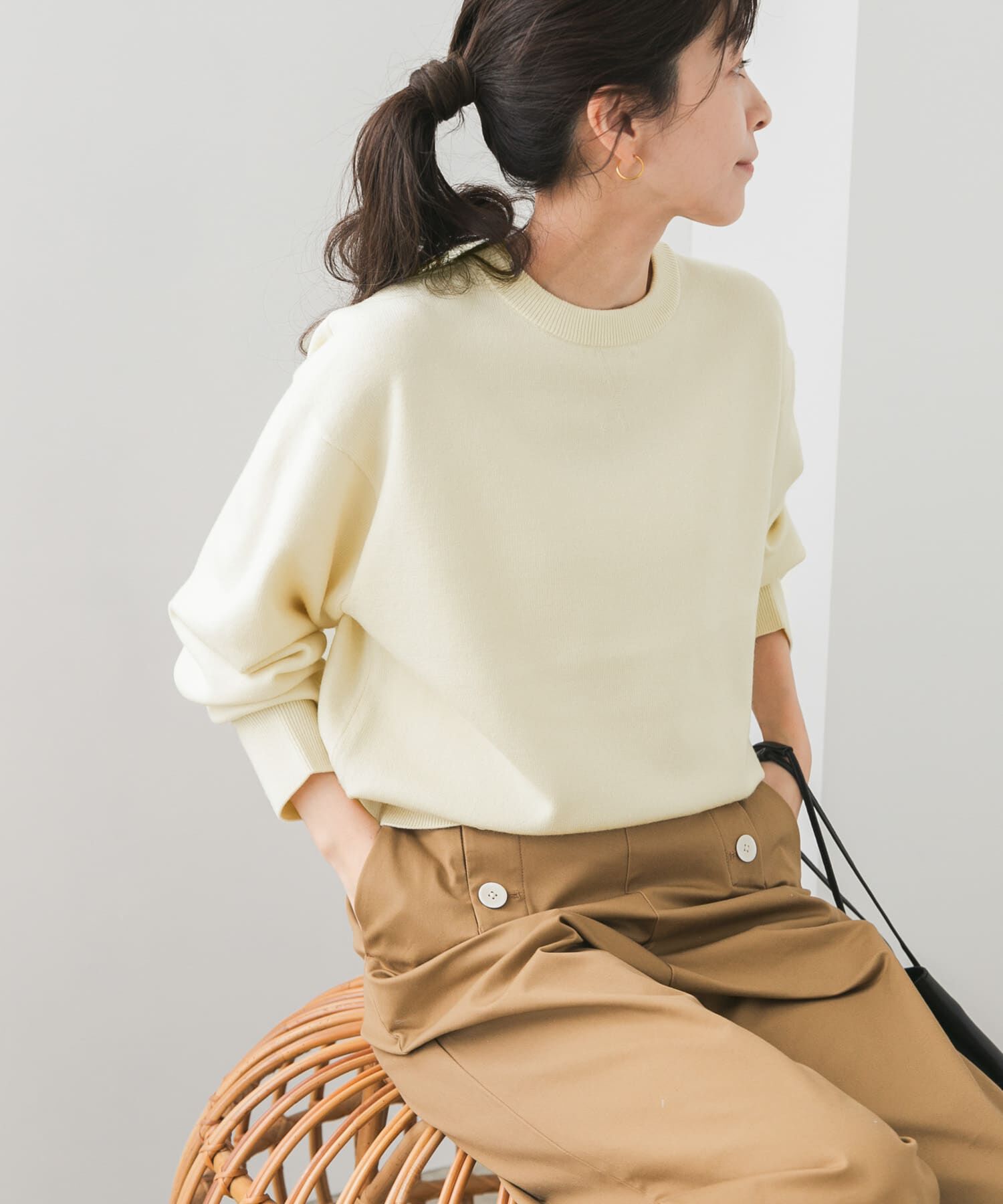 URBAN RESEARCH DOORS「『UR TECH 200日ニット』スウェットライクプルオーバー」|ニット・セーター|