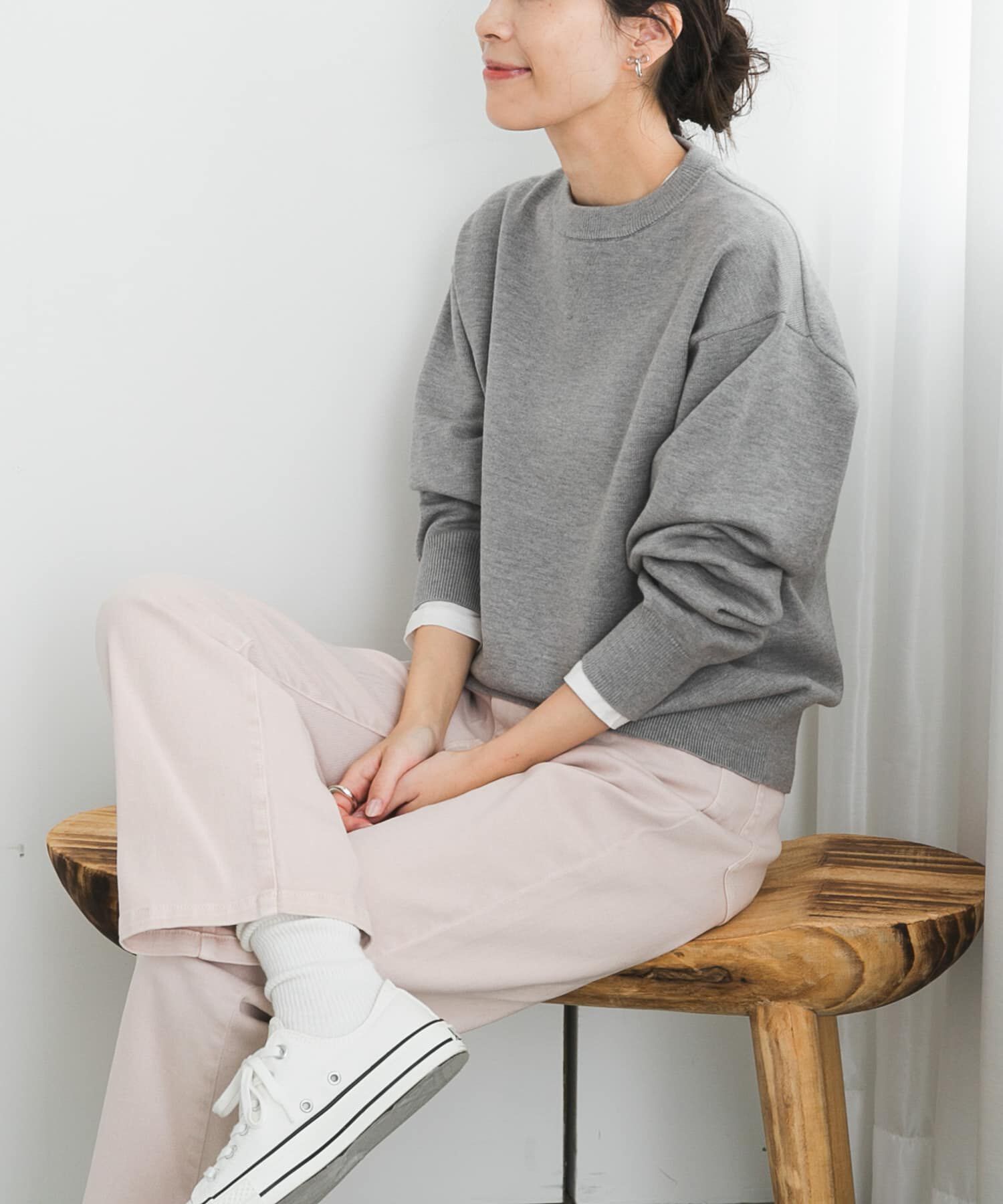 URBAN RESEARCH DOORS「『UR TECH 200日ニット』スウェットライクプルオーバー」|ニット・セーター|
