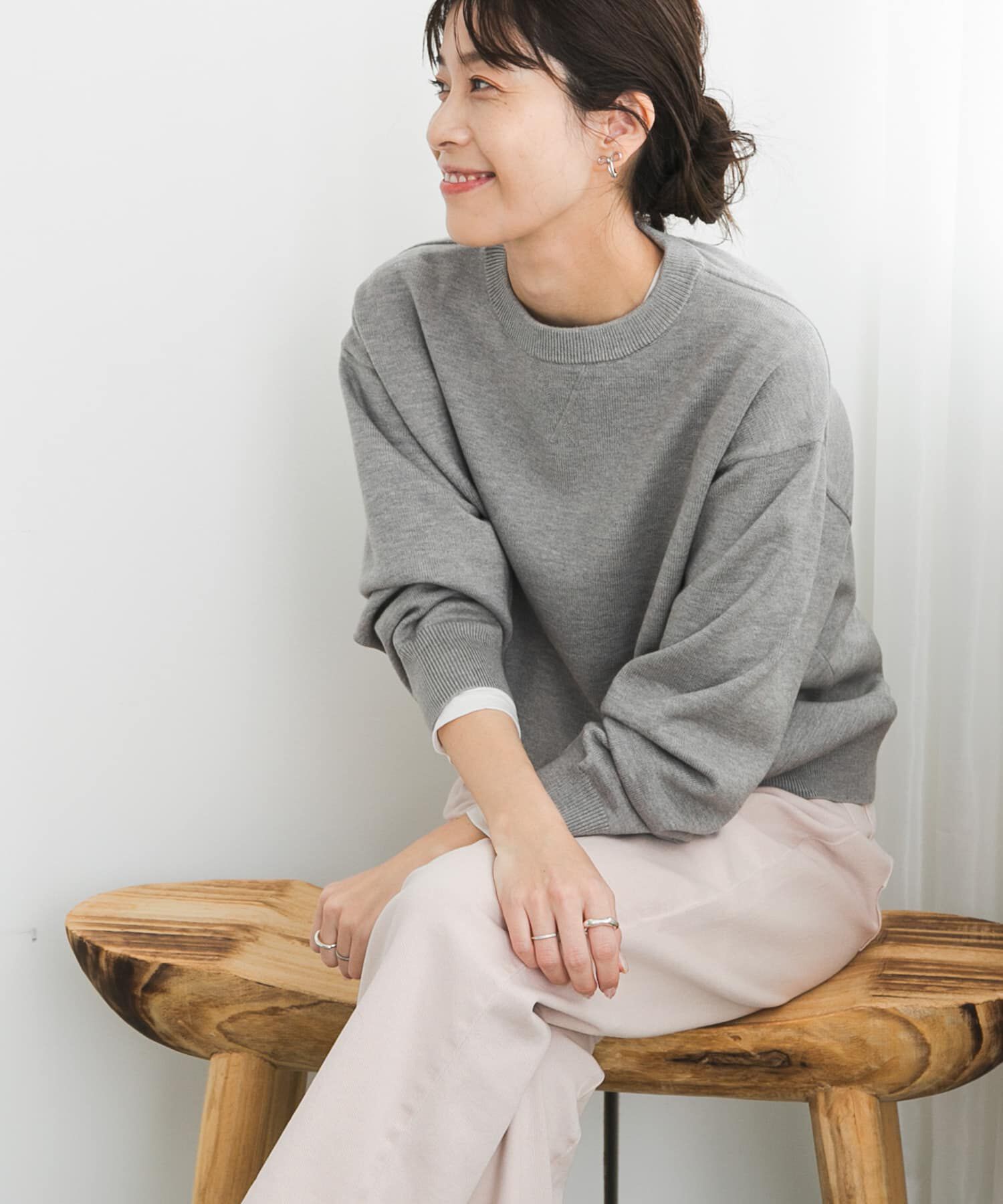 URBAN RESEARCH DOORS「『UR TECH 200日ニット』スウェットライクプルオーバー」|ニット・セーター|