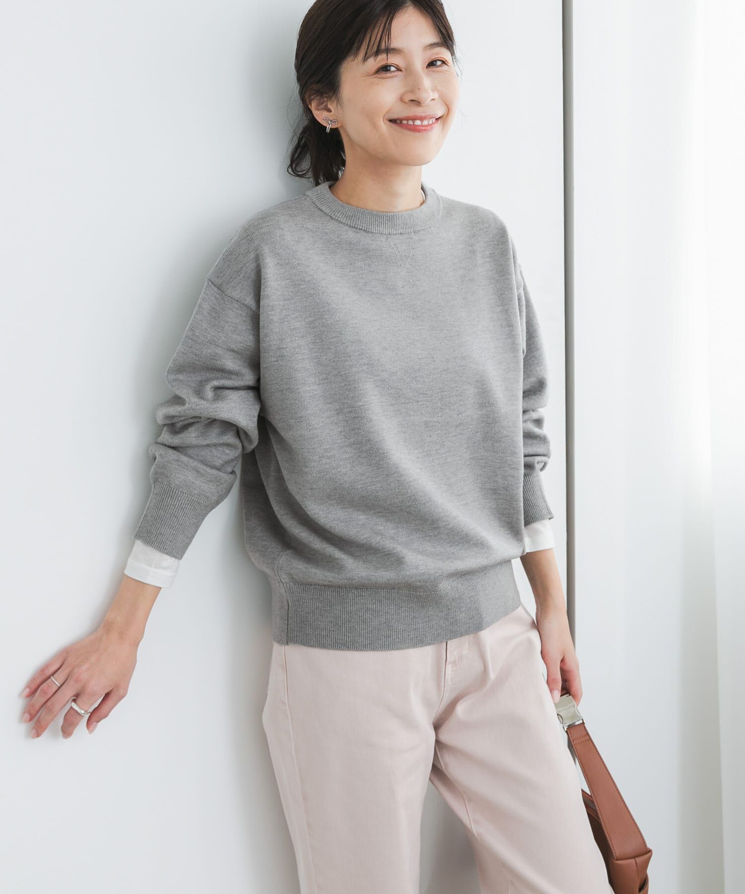 URBAN RESEARCH DOORS「『UR TECH 200日ニット』スウェットライクプルオーバー」|ニット・セーター|