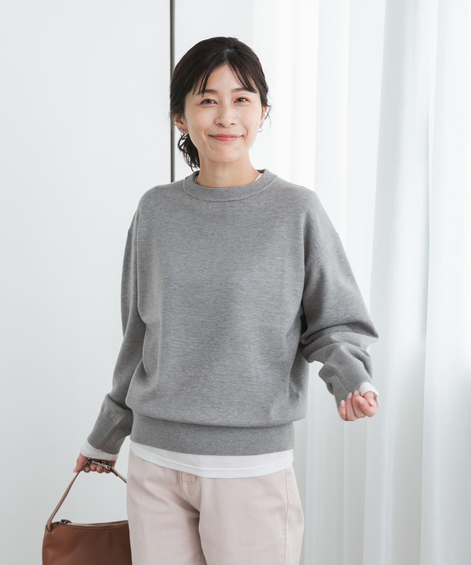 URBAN RESEARCH DOORS「『UR TECH 200日ニット』スウェットライクプルオーバー」|ニット・セーター|