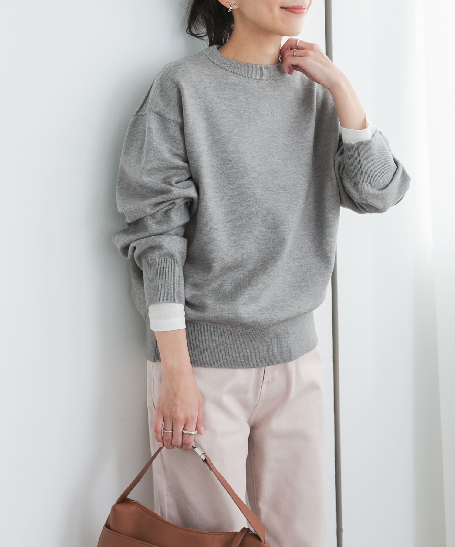 URBAN RESEARCH DOORS「『UR TECH 200日ニット』スウェットライクプルオーバー」|ニット・セーター|