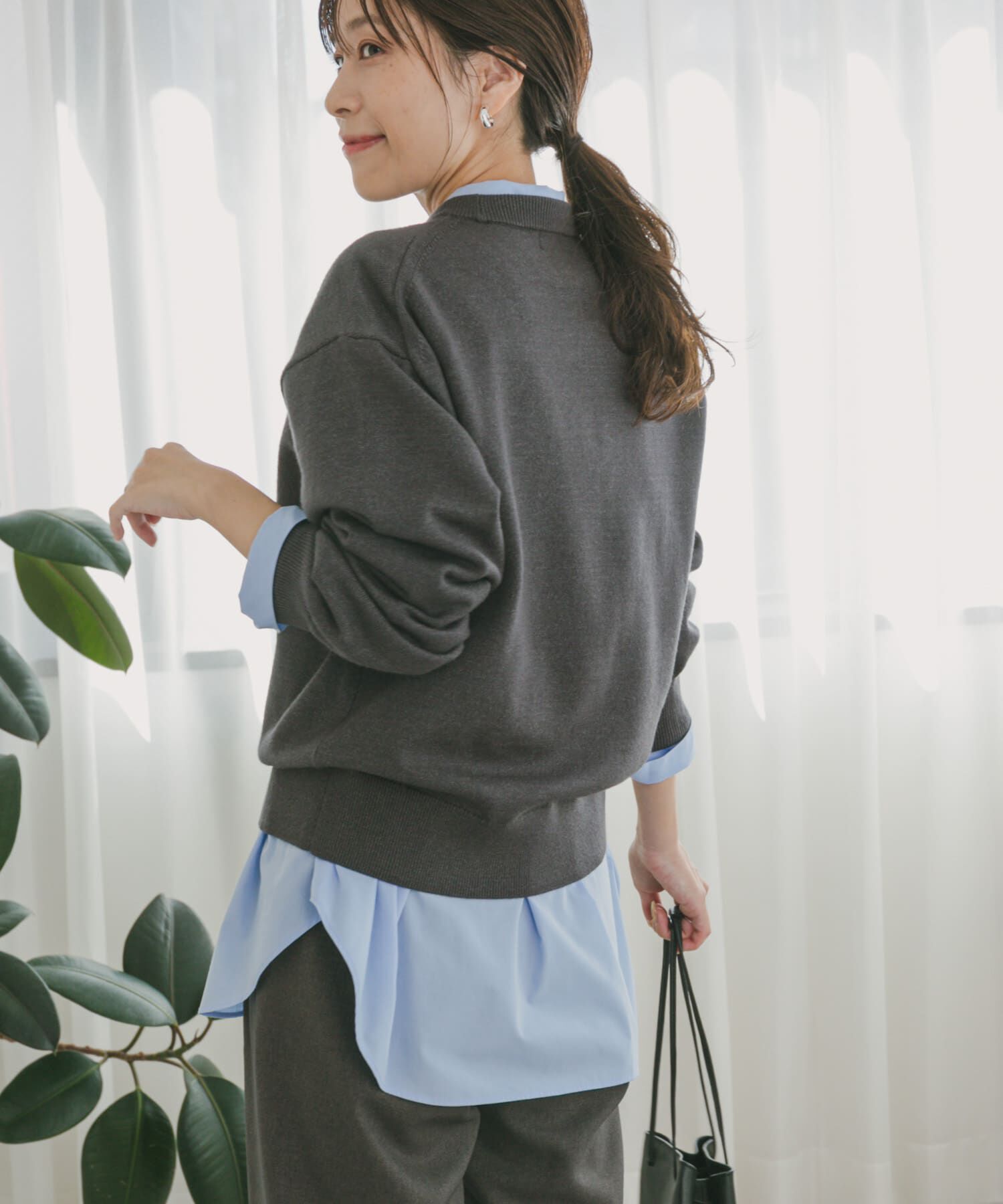 URBAN RESEARCH DOORS「『UR TECH 200日ニット』スウェットライクプルオーバー」|ニット・セーター|