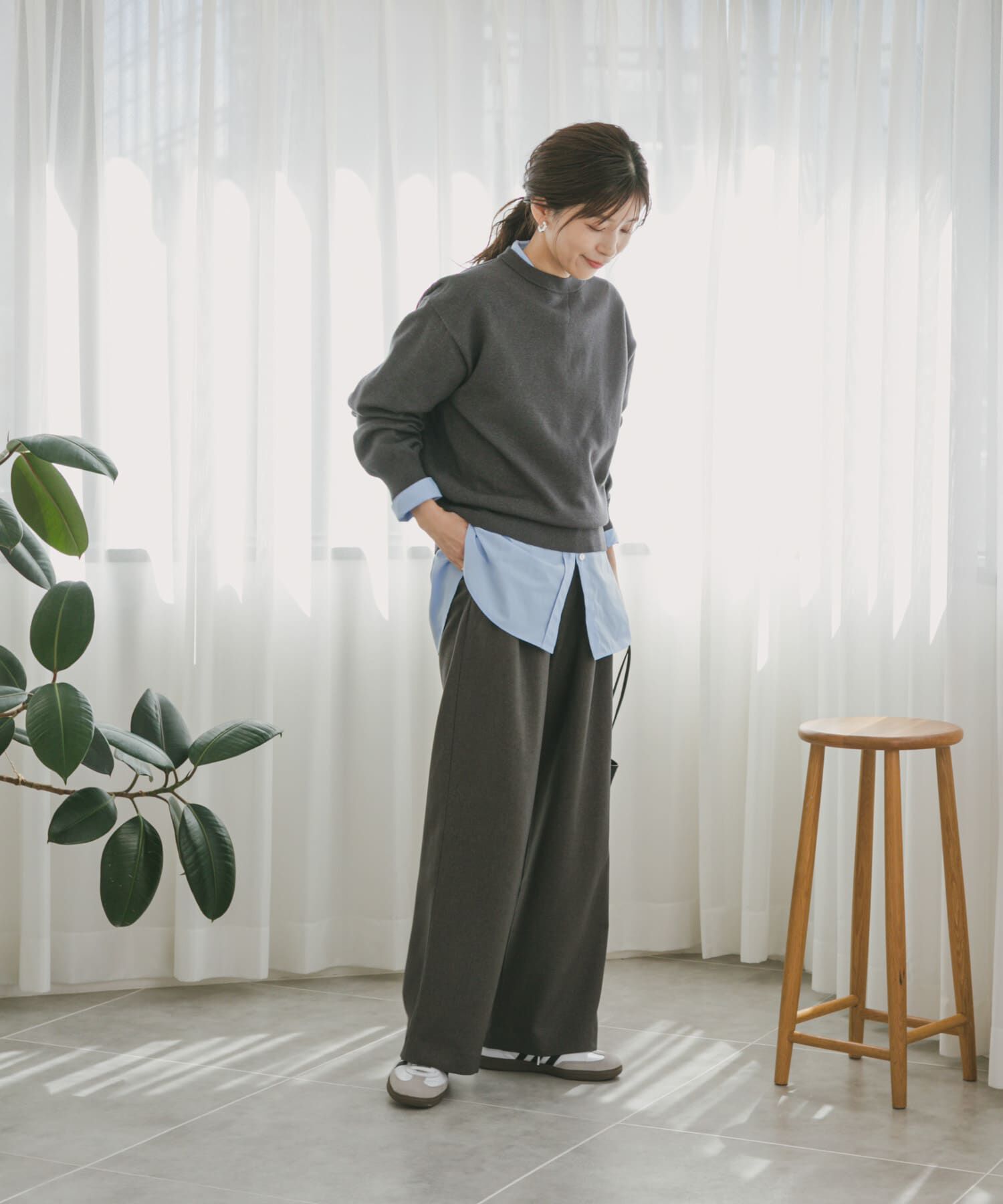 URBAN RESEARCH DOORS「『UR TECH 200日ニット』スウェットライクプルオーバー」|ニット・セーター|