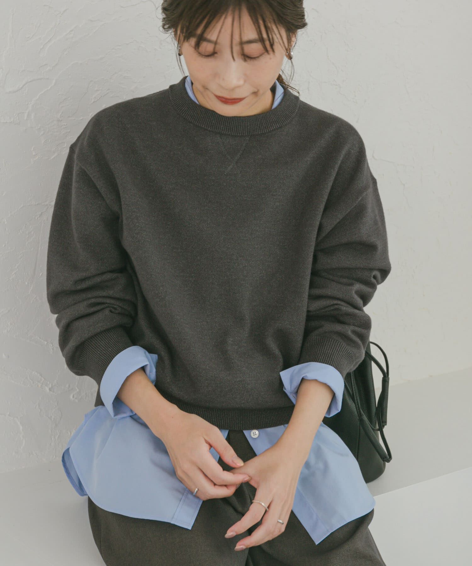 URBAN RESEARCH DOORS「『UR TECH 200日ニット』スウェットライクプルオーバー」|ニット・セーター|