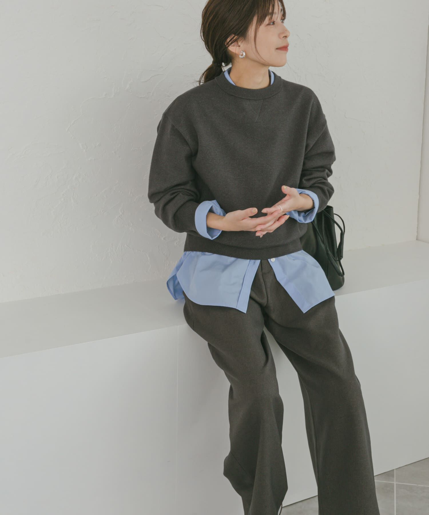 URBAN RESEARCH DOORS「『UR TECH 200日ニット』スウェットライクプルオーバー」|ニット・セーター|