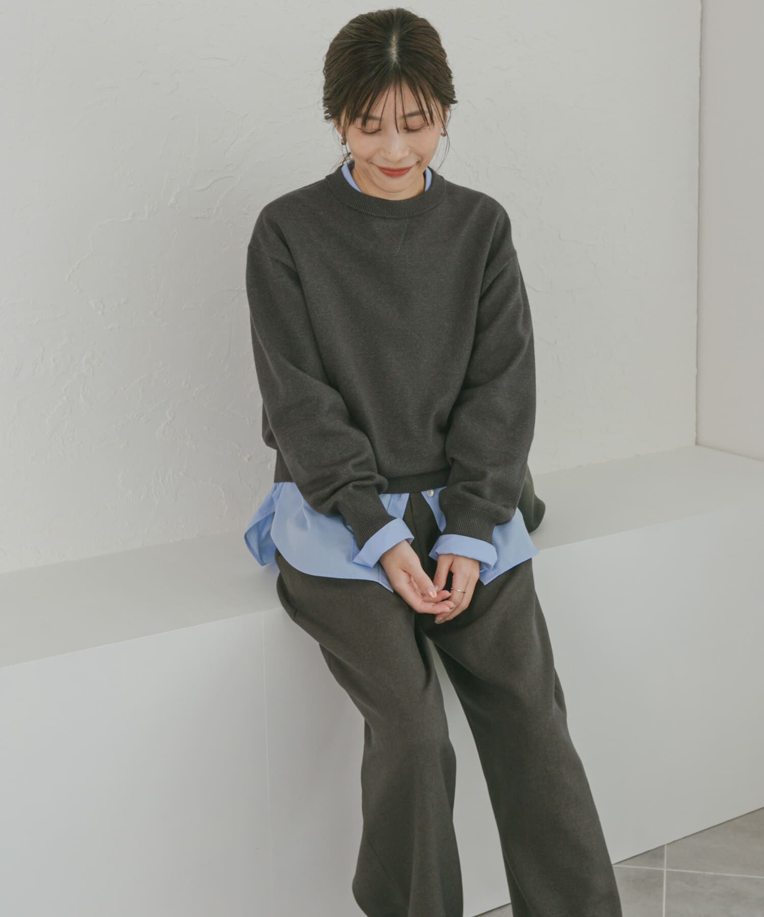 URBAN RESEARCH DOORS「『UR TECH 200日ニット』スウェットライクプルオーバー」|ニット・セーター|