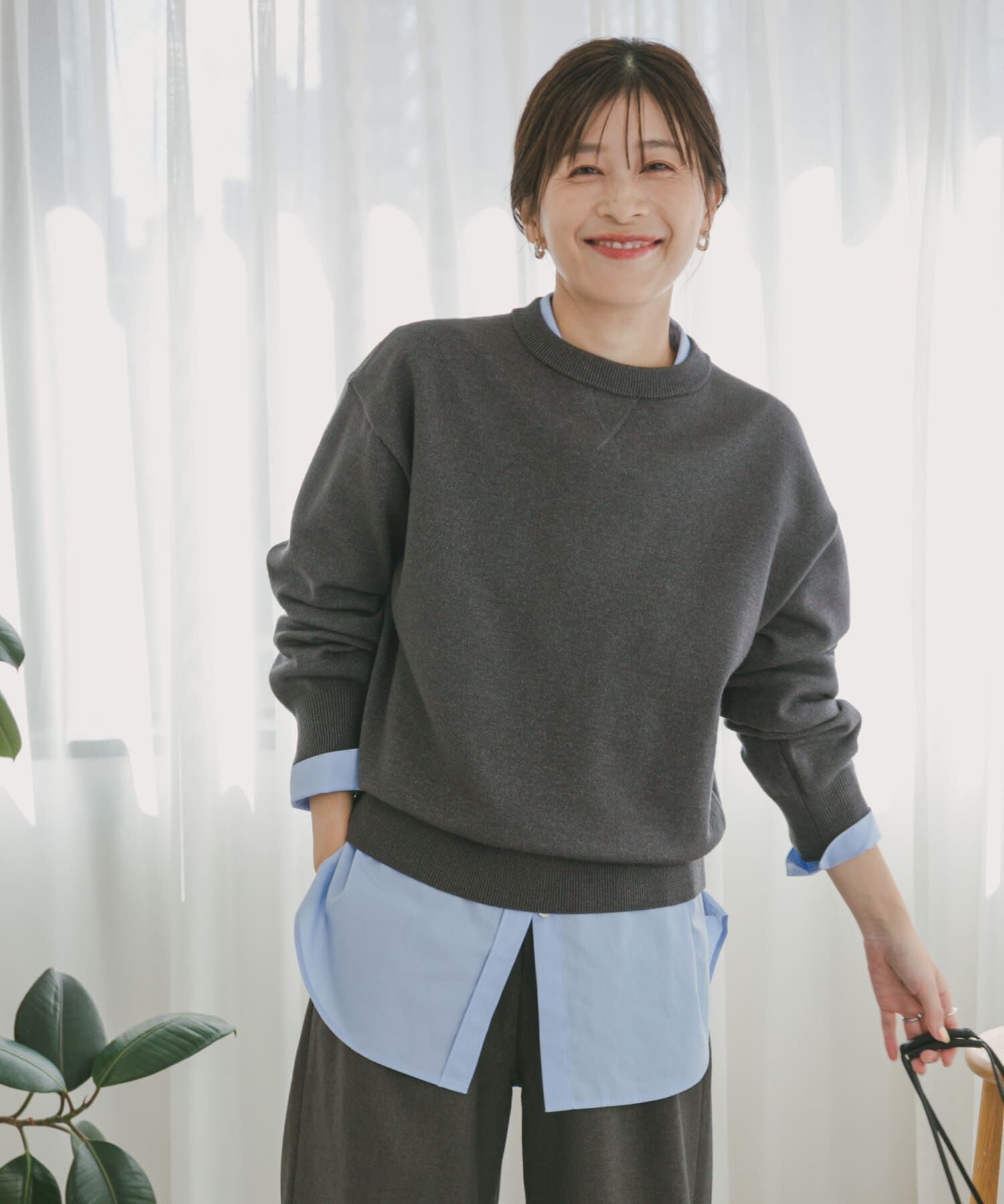 URBAN RESEARCH DOORS「『UR TECH 200日ニット』スウェットライクプルオーバー」|ニット・セーター|