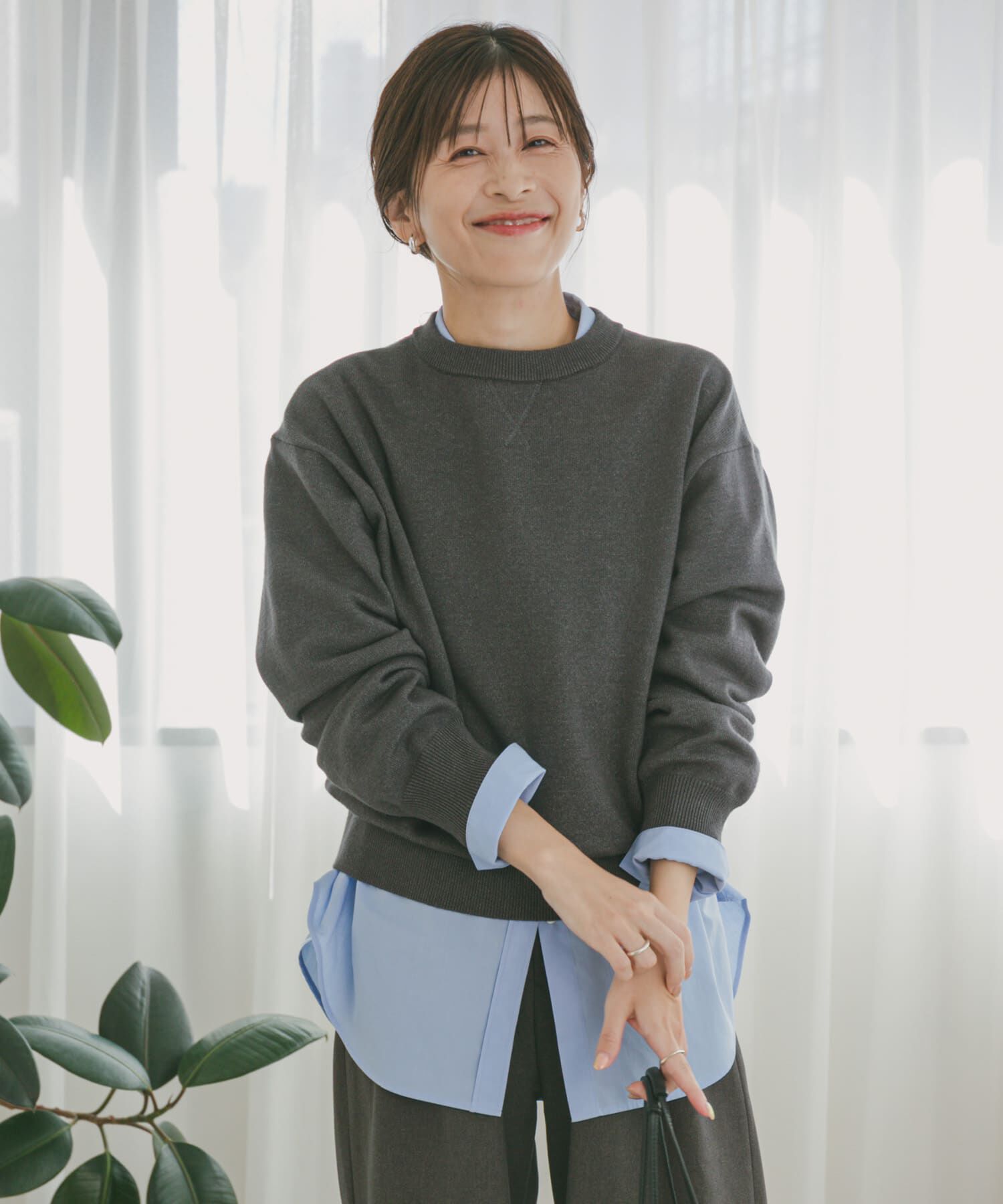 URBAN RESEARCH DOORS「『UR TECH 200日ニット』スウェットライクプルオーバー」|ニット・セーター|