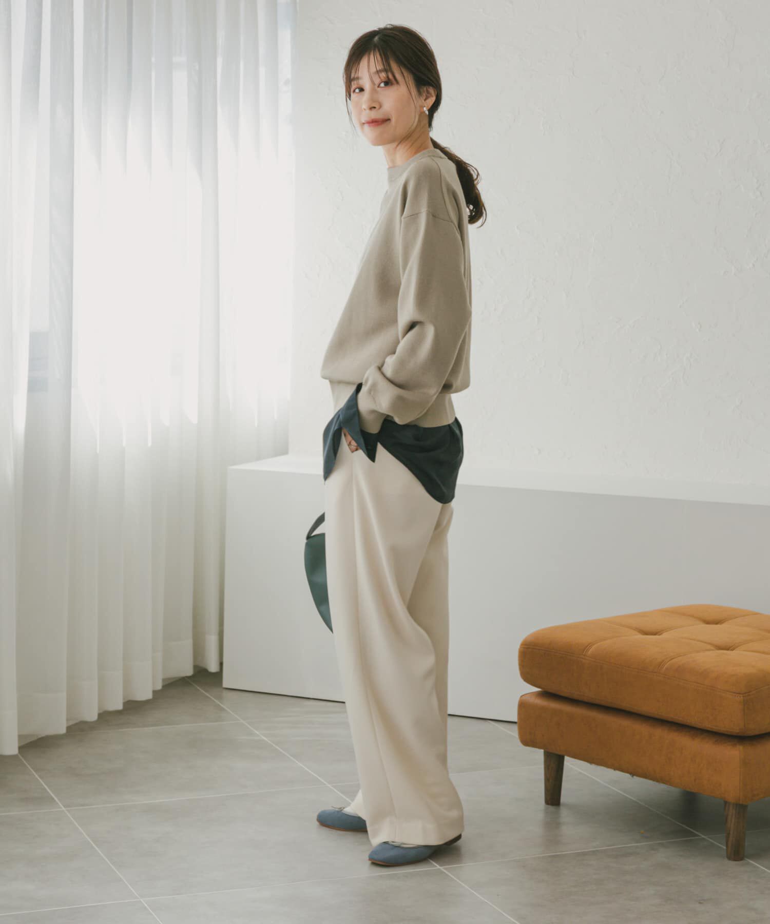 URBAN RESEARCH DOORS「『UR TECH 200日ニット』スウェットライクプルオーバー」|ニット・セーター|