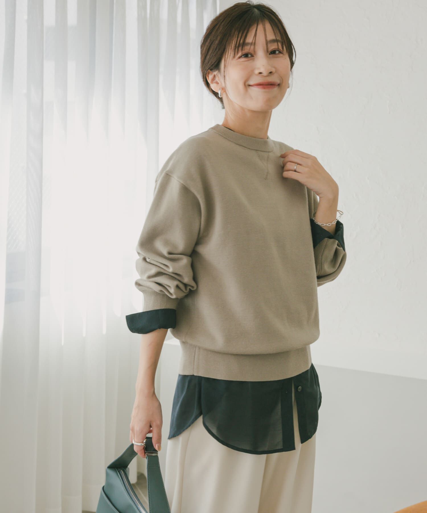URBAN RESEARCH DOORS「『UR TECH 200日ニット』スウェットライクプルオーバー」|ニット・セーター|