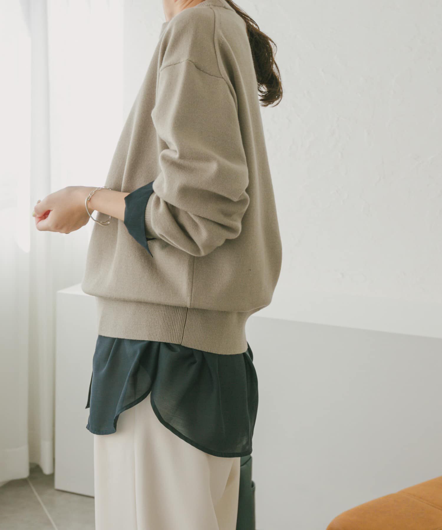 URBAN RESEARCH DOORS「『UR TECH 200日ニット』スウェットライクプルオーバー」|ニット・セーター|