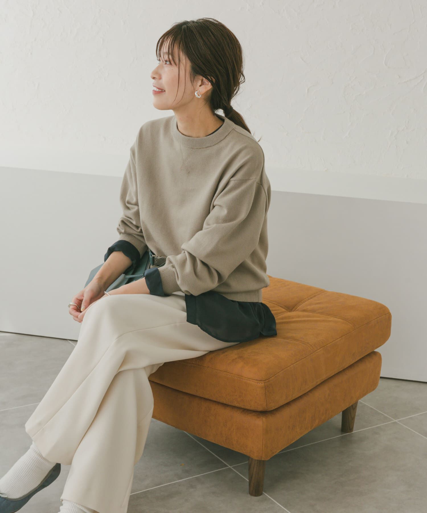 URBAN RESEARCH DOORS「『UR TECH 200日ニット』スウェットライクプルオーバー」|ニット・セーター|