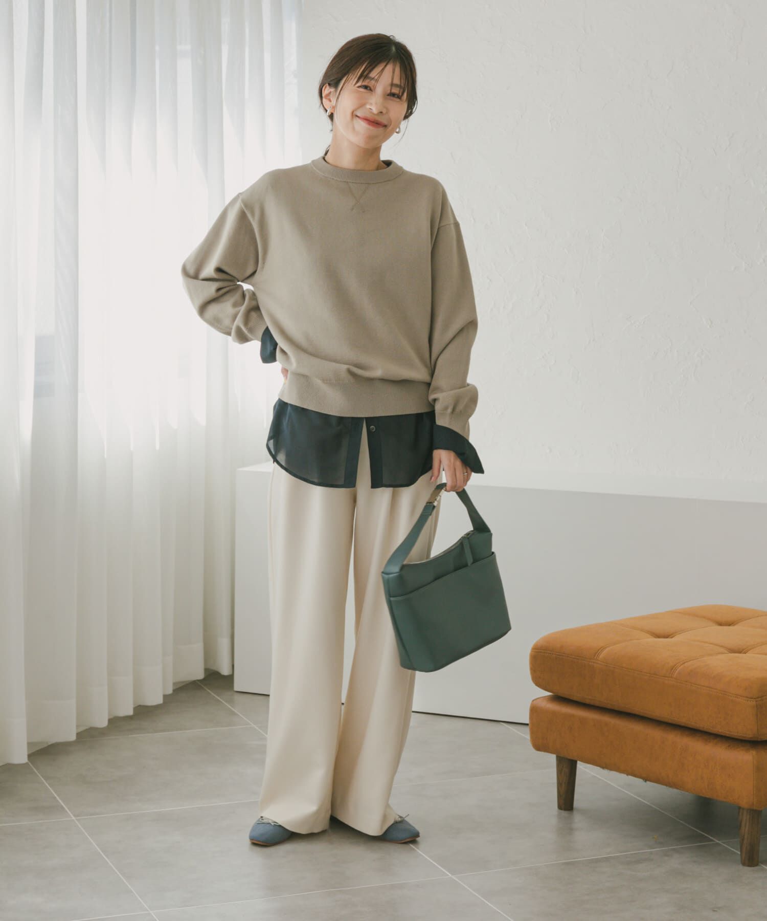 URBAN RESEARCH DOORS「『UR TECH 200日ニット』スウェットライクプルオーバー」|ニット・セーター|