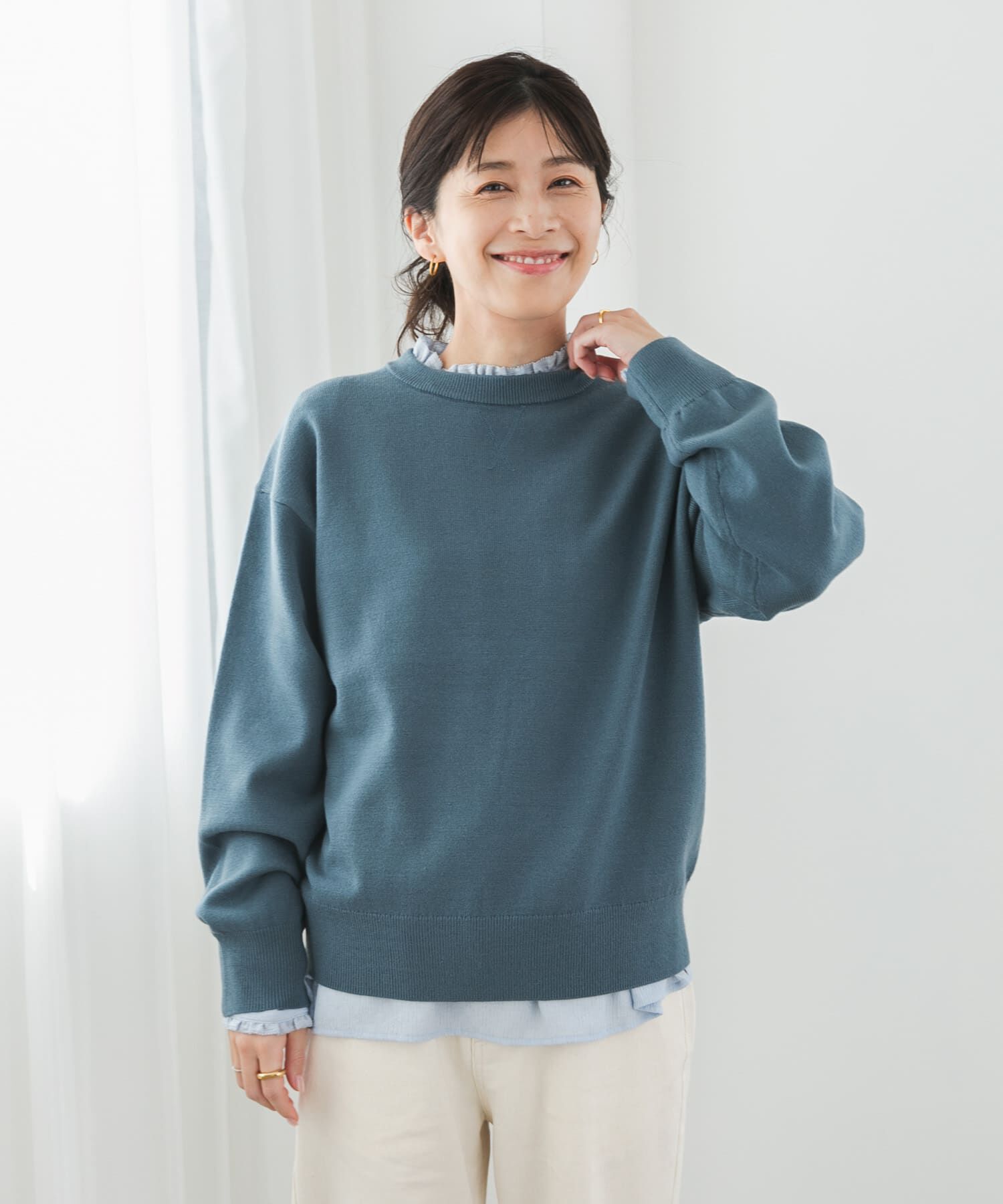 URBAN RESEARCH DOORS「『UR TECH 200日ニット』スウェットライクプルオーバー」|ニット・セーター|