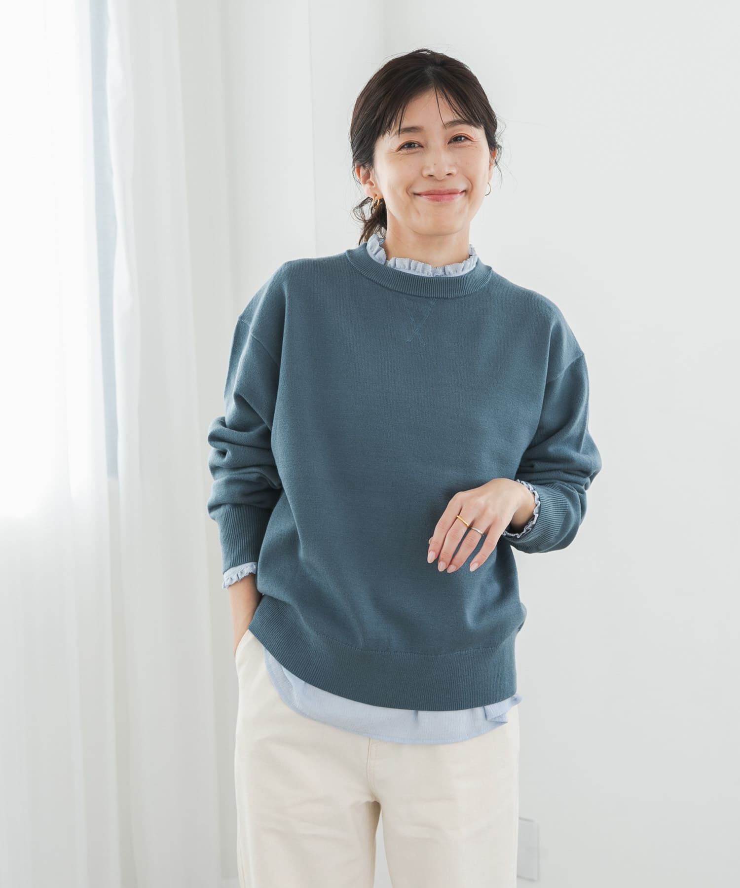 URBAN RESEARCH DOORS「『UR TECH 200日ニット』スウェットライクプルオーバー」|ニット・セーター|
