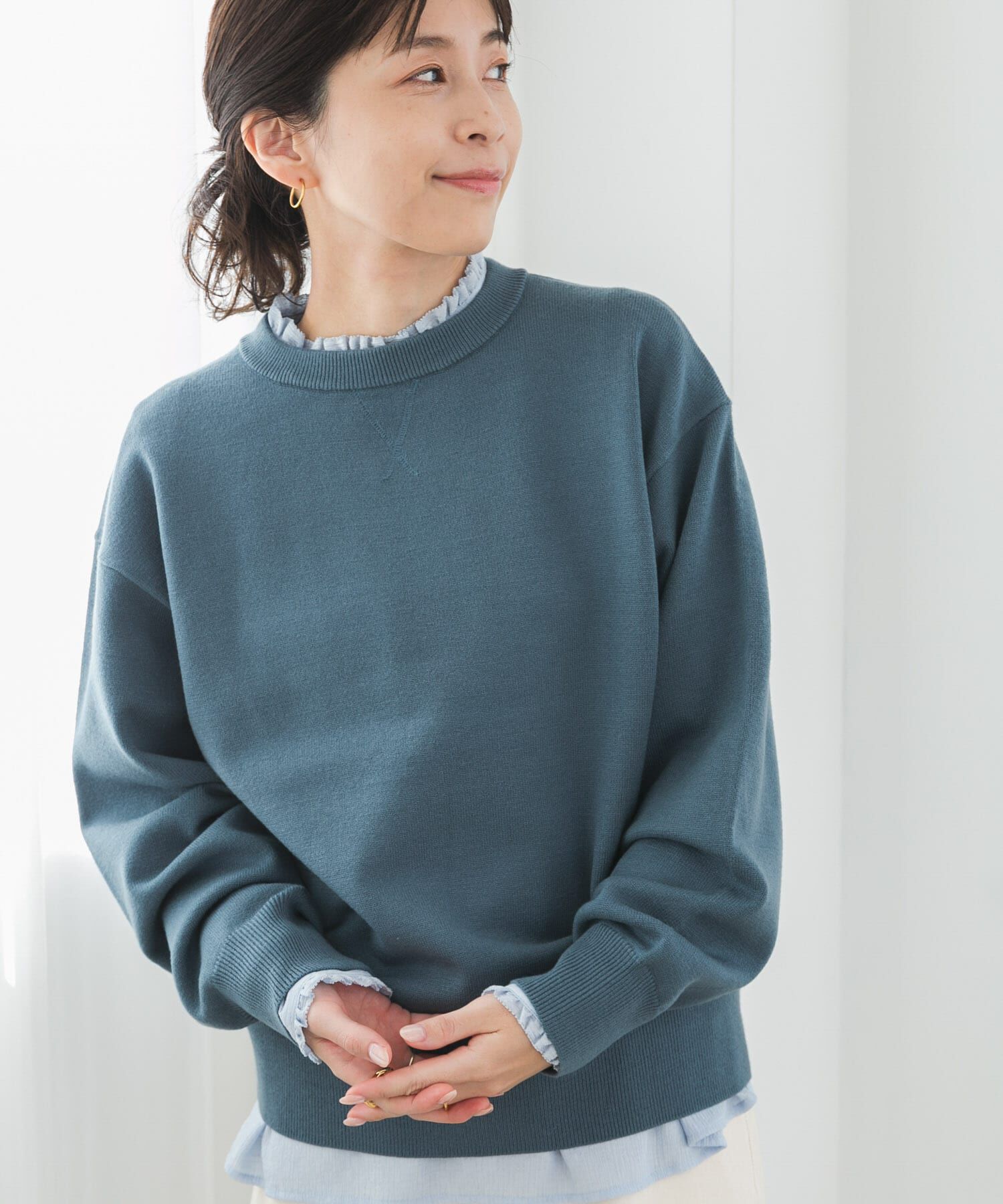 URBAN RESEARCH DOORS「『UR TECH 200日ニット』スウェットライクプルオーバー」|ニット・セーター|