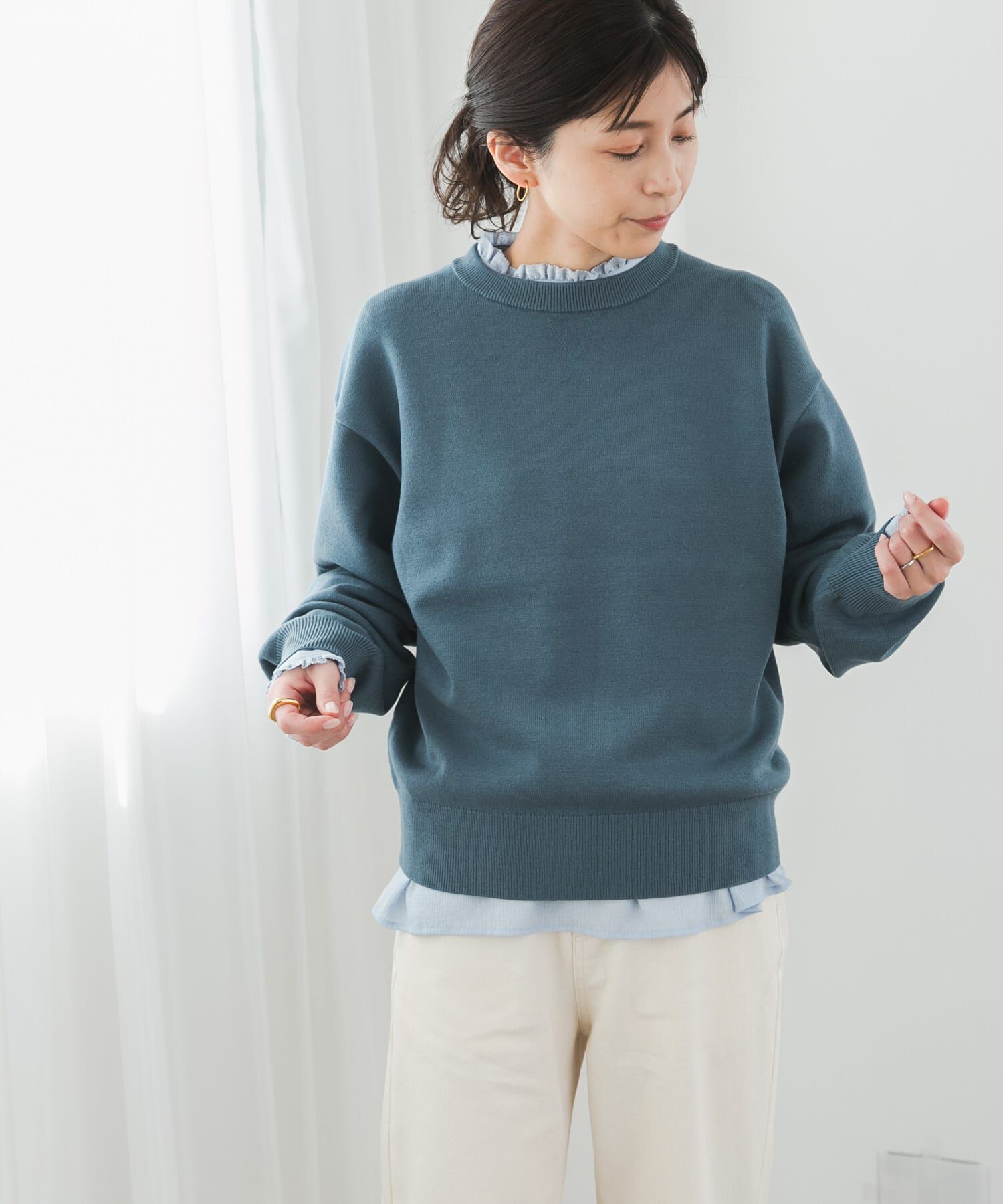 URBAN RESEARCH DOORS「『UR TECH 200日ニット』スウェットライクプルオーバー」|ニット・セーター|