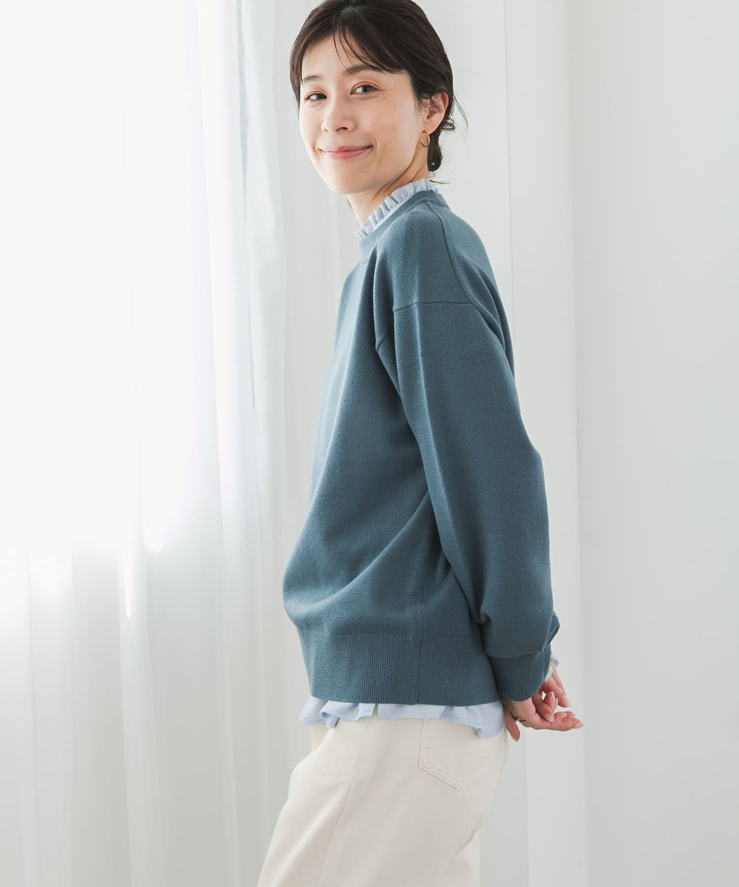 URBAN RESEARCH DOORS「『UR TECH 200日ニット』スウェットライクプルオーバー」|ニット・セーター|