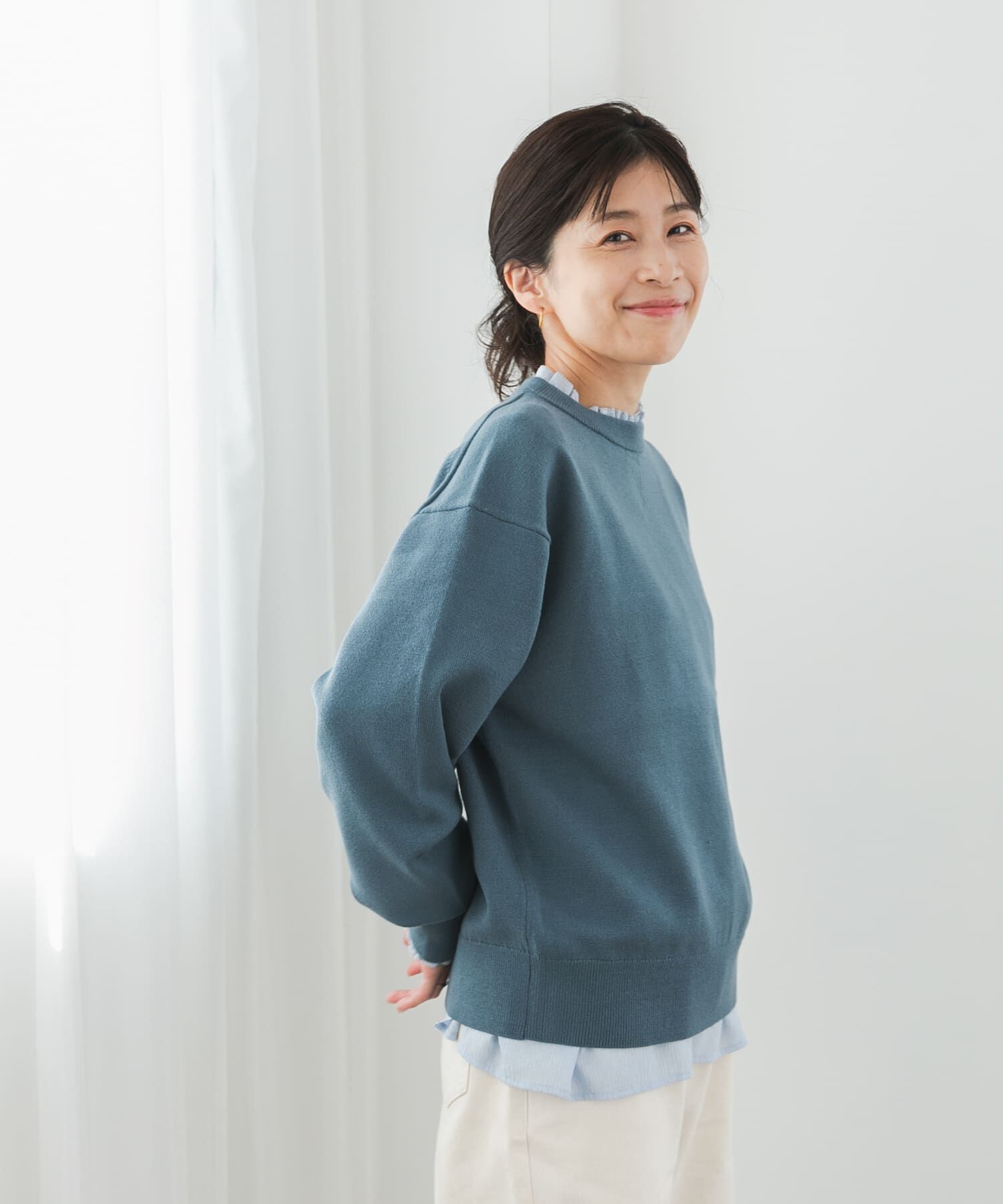 URBAN RESEARCH DOORS「『UR TECH 200日ニット』スウェットライクプルオーバー」|ニット・セーター|