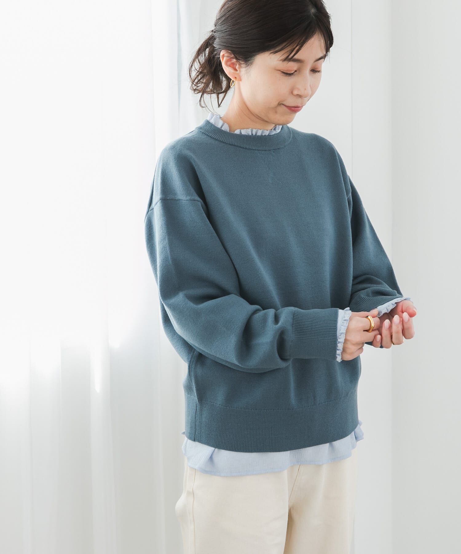 URBAN RESEARCH DOORS「『UR TECH 200日ニット』スウェットライクプルオーバー」|ニット・セーター|