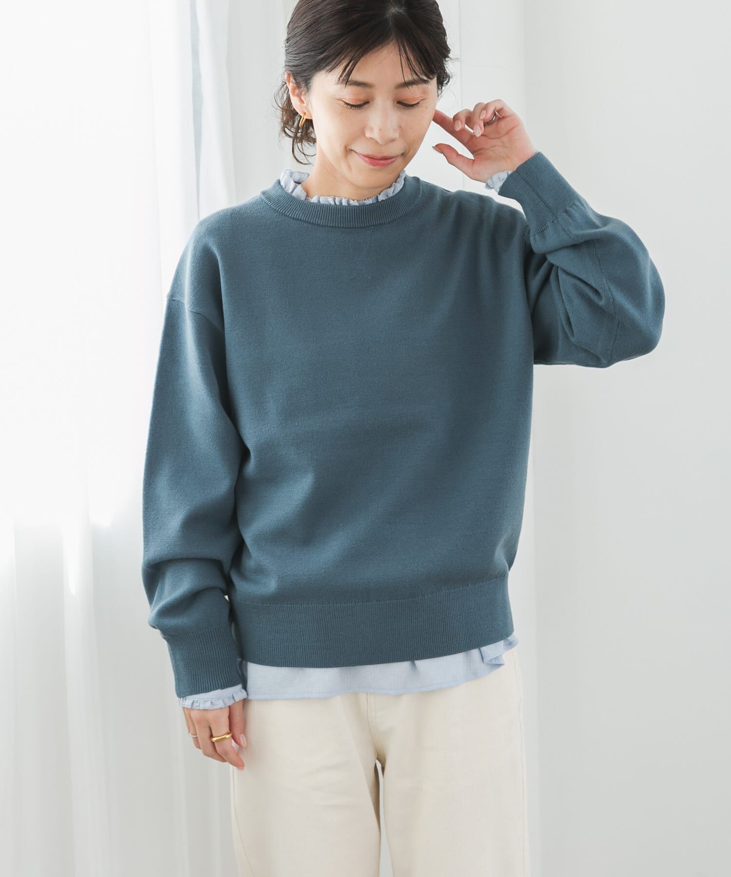 URBAN RESEARCH DOORS「『UR TECH 200日ニット』スウェットライクプルオーバー」|ニット・セーター|