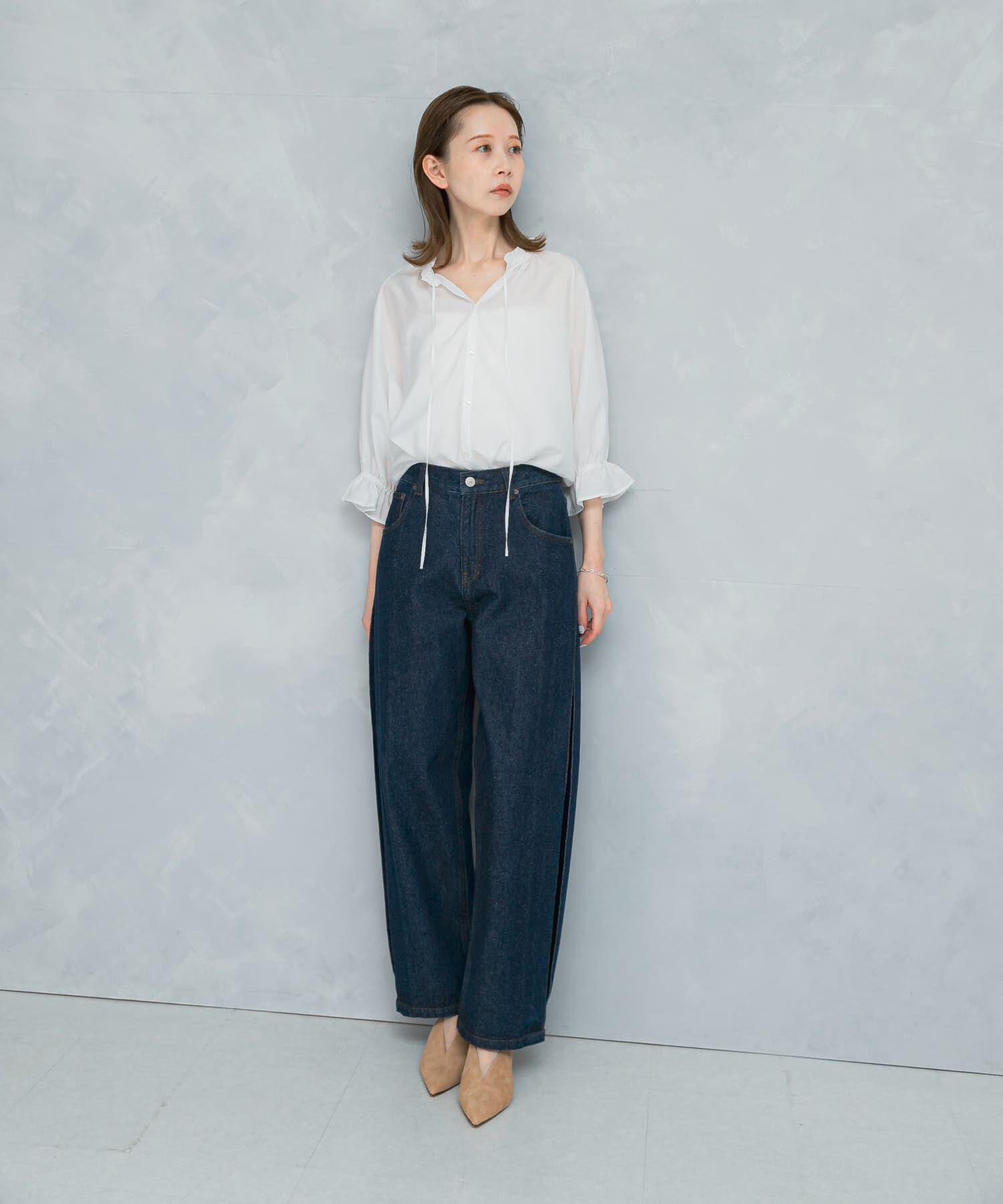 URBAN RESEARCH ROSSO「クールタッチセミシアーフリルブラウス」|シャツ・ブラウス|