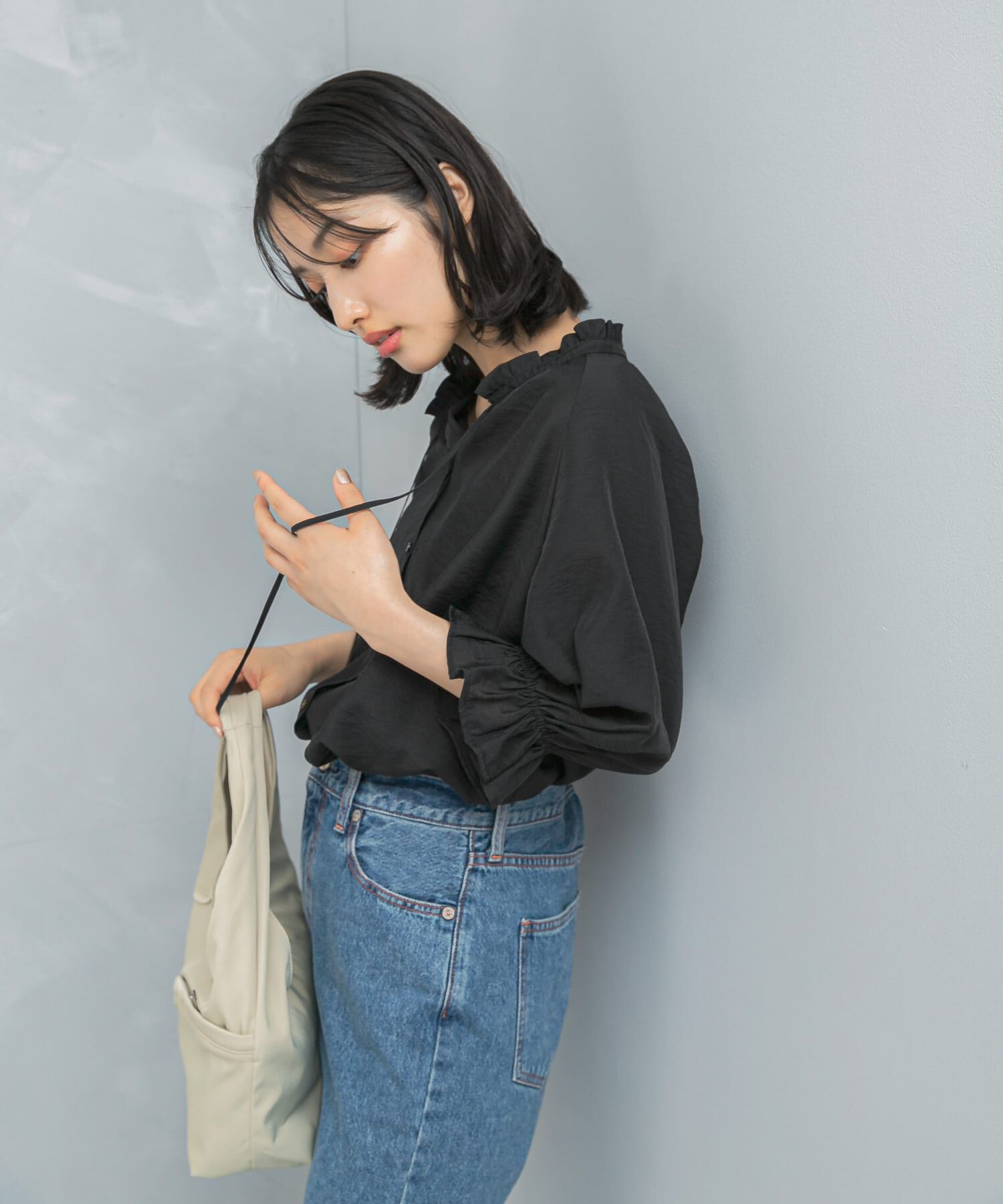 URBAN RESEARCH ROSSO「クールタッチセミシアーフリルブラウス」|シャツ・ブラウス|