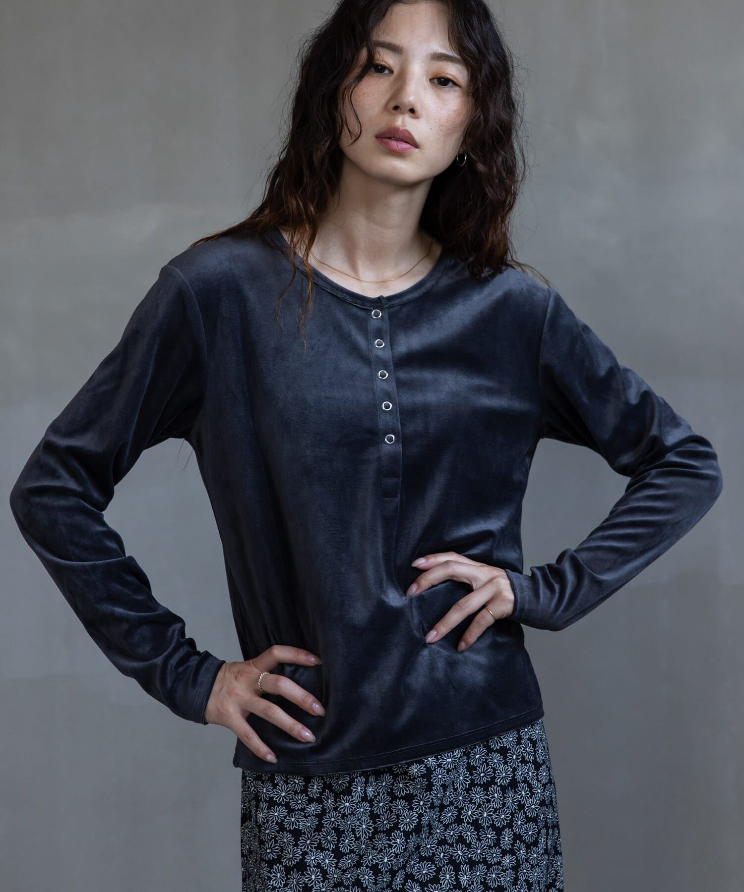 Sonny Label 「『UR TECH』ベロアヘンリーネックプルオーバー」|Tシャツ・カットソー|