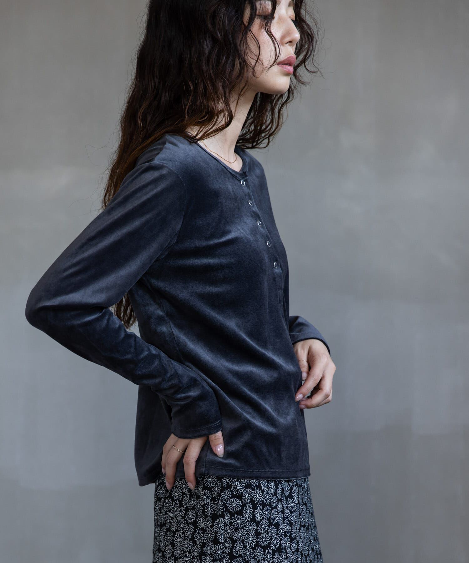 Sonny Label 「『UR TECH』ベロアヘンリーネックプルオーバー」|Tシャツ・カットソー|
