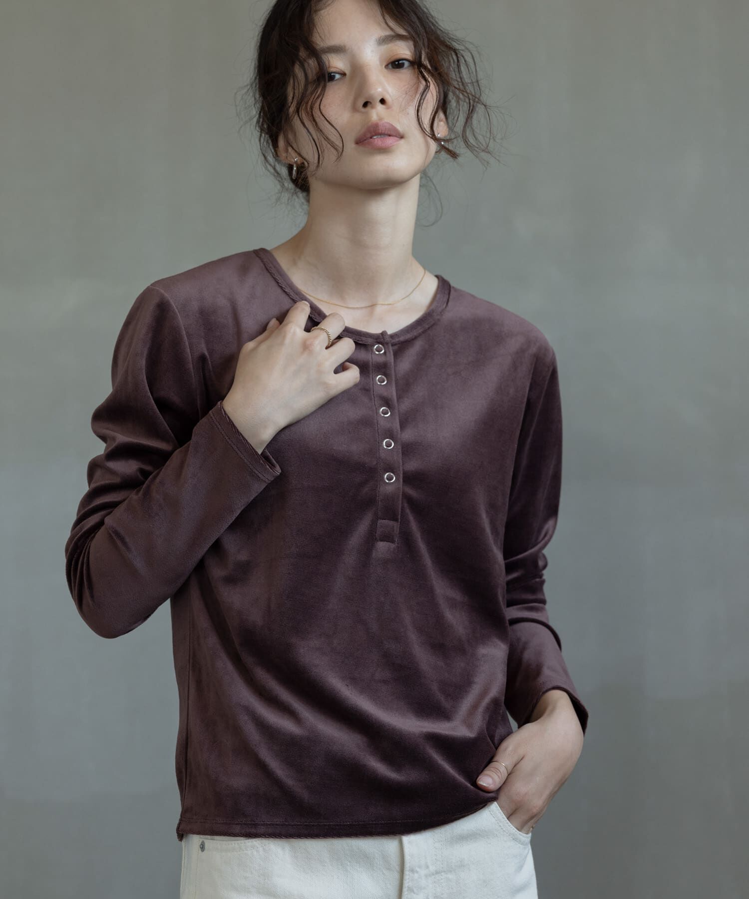 Sonny Label 「『UR TECH』ベロアヘンリーネックプルオーバー」|Tシャツ・カットソー|